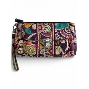 Vera Bradley Push lock Wristlet Plum Crazy Quilted Wallet